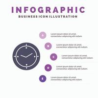 zeituhr kompass maschine infografiken präsentationsvorlage 5 schritte präsentation vektor