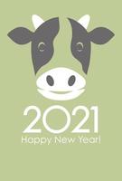 nytt år för oxens gratulationskortdesign vektor