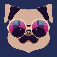 Illustration Vektorgrafik von Mops mit Sonnenbrille isoliert gut für Logo, Symbol, Maskottchen, Druck oder passen Sie Ihr Design an vektor