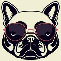 Illustrationsvektorgrafik der französischen Bulldogge mit Brille isoliert gut für Logo, Symbol, Maskottchen, Druck oder passen Sie Ihr Design an vektor