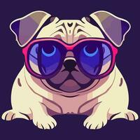 Illustration Vektorgrafik von Mops mit Sonnenbrille isoliert gut für Logo, Symbol, Maskottchen, Druck oder passen Sie Ihr Design an vektor