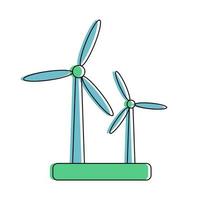 Symbol für flache Windkraftanlage. grüne Energie Windkraftzeichen isoliert auf weißem Hintergrund. vektor