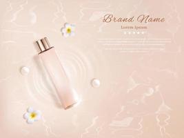 Kosmetikflasche für die Hautpflege auf Wasserhintergrund vektor