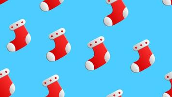 abstraktes Geschenkpapier, nahtloses Muster - Weihnachtssocken und weiße Schneeflocken auf blauem Hintergrund vektor