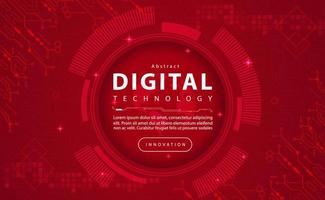 digital teknologi baner röd bakgrund begrepp med teknologi ljus effekt, abstrakt cyber teknik, innovation framtida data, internet nätverk, ai stor data, rader prickar förbindelse, illustration vektor