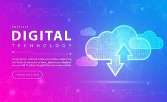 digital teknologi och moln datoranvändning baner rosa blå bakgrund begrepp med teknologi linje ljus effekter, abstrakt teknik, stor data Centrum, moln lagring, illustration vektor för grafisk design