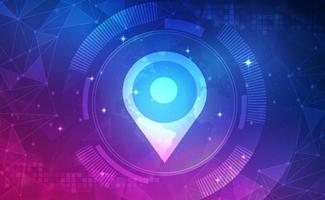 digital teknologi Karta gps navigera blå rosa bakgrund, teknologi ljus lila effekt, abstrakt teknik, innovation framtida data, internet nätverk, ai stor data, app rutt navigatör, illustration vektor