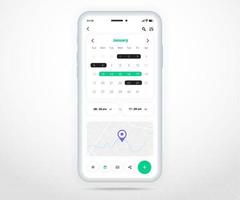 Kalenderplanerkonzept für mobile Apps, Terminkalendervorlage ui ux, Smartphone-Kalenderplan, Agenda, Jahresplanung, Meeting-Anwendung, Kalenderereignisse, Aktivität, Karten-GPS-App, Vektortelefon vektor