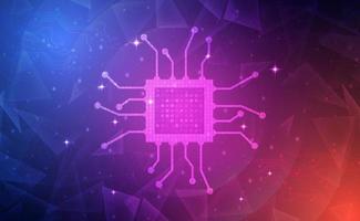digitale technologie elektronischer chip rosa blau hintergrundkonzept, cpu ram speicher mikroprozessor computer elektrische hardware, cyber future futuristisch, abstrakte große datennetzwerktechnologie, illustrationsvektor vektor