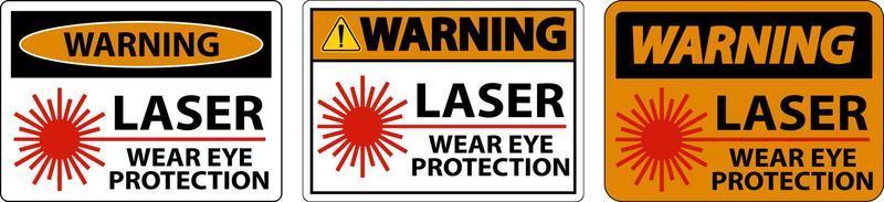 varning laser ha på sig öga skydd tecken på vit bakgrund vektor