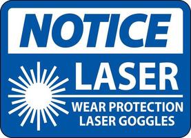 lägga märke till laser ha på sig skyddande laser glasögon tecken på vit bakgrund vektor