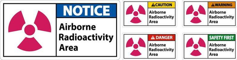 Luftradioaktivität Bereich Symbol Zeichen auf weißem Hintergrund vektor