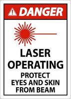 Gefahr Laserbetrieb Augen und Haut vor Strahlzeichen schützen vektor