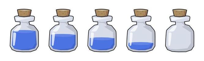 cartoony stilisierter wassertrank flasche videospiel vektor symbol vorlagensatz