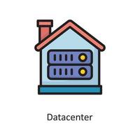 Datacenter-Vektor gefüllte Umriss-Icon-Design-Illustration. cloud computing-symbol auf weißem hintergrund eps 10-datei vektor