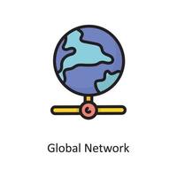 globales Netzwerk Vektor gefüllt Umriss Icon Design Illustration. cloud computing-symbol auf weißem hintergrund eps 10-datei