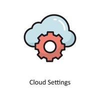 Cloud-Einstellungen Vektor gefüllt Umriss Icon Design Illustration. cloud computing-symbol auf weißem hintergrund eps 10-datei