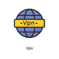 vpn-Vektor gefüllte Umriss-Icon-Design-Illustration. cloud computing-symbol auf weißem hintergrund eps 10-datei vektor