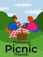 nationaler picknickmonat, idee für ein poster, banner, flyer oder eine postkarte vektor