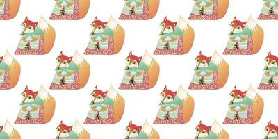 Vektor Musterdesign mit Cartoon-Fuchs. Tierdruck. Kinder Hintergrund.