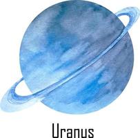 vattenfärg planet uranus isolerat på vit. uranus illustration vektor