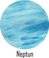 vattenfärg planet neptune isolerat på vit. neptunusillustration vektor