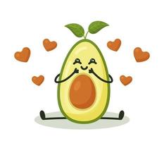 Schöne Avocado verliebt in eine Schnauze. vektorillustration der reizenden avocado. Avocado-Liebe mit Herzen. vektor