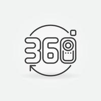 360-Kamera-Vektorsymbol im dünnen Linienstil vektor