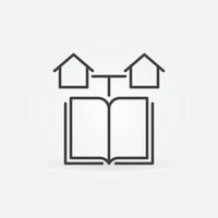 bok och hus översikt ikon. Hemundervisning vektor symbol