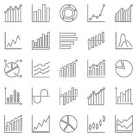 Diagramm- und Diagrammumrisssymbole - Vektorstatistiksymbole vektor