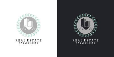 verklig egendom och byggnad logotyp design vektor