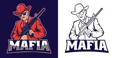 Mafia-Scharfschützen-Esport-Logo-Design vektor