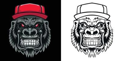 gorilla med röd hatt vektor illustration