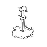 Geschwindigkeitseffekt. Bewegung, Sprung und Wolke. Luft und Dampf. karikaturlinie schwarz-weiß-illustration vektor