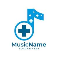 Logo-Vektor für Gesundheitsmusik. Musik plus Logo-Design-Vorlage vektor