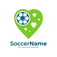 kärlek fotboll logotyp mall, fotboll kärlek logotyp design vektor