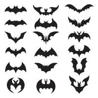 Fledermaus-Logo-Sammlung. Schwarzes Fledermaus-Symbol. Halloween-Design-Elemente vektor