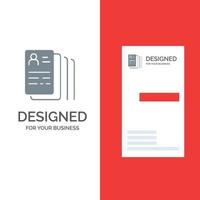 Dokument finden Jobsuche graues Logo-Design und Visitenkartenvorlage vektor