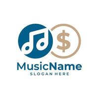 Geld-Musik-Logo-Vektor. Vorlage für das Design des Logos für Musikgeld vektor