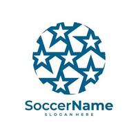 stjärna fotboll logotyp mall, fotboll stjärna logotyp design vektor