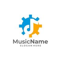 Musik-Gang-Logo-Vektor-Symbol-Illustration. Gear-Musik-Logo-Design-Vorlage vektor