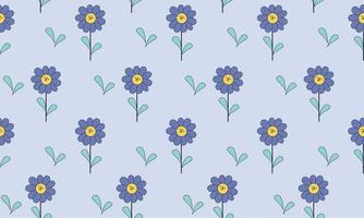 nahtlose Muster blaue Blumen Blätter vektor