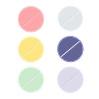 platt runda isolerat tabletter på vit bakgrund. vektor illustration