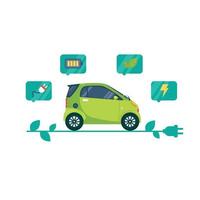 grön elektrisk smart bil infografik. vektor illustration