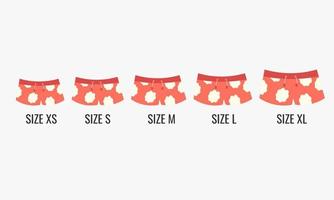 herr- badkläder annorlunda storlekar xs, s, m, jag, xl. vektor illustration
