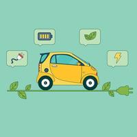 gul elektrisk smart bil infografik. vektor illustration