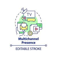 Symbol für das Multichannel-Präsenzkonzept. Online-Plattformen. digitale erste vorteile abstrakte idee dünne linienillustration. isolierte Umrisszeichnung. editierbarer Strich. vektor