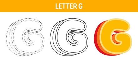 brev g orange, spårande och färg kalkylblad för barn vektor