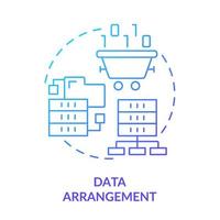 Symbol für blaues Gradientenkonzept der Datenanordnung. sortieren großer datensätze abstrakte idee dünne linie illustration. Computersystem. Einstufung. isolierte Umrisszeichnung. vektor