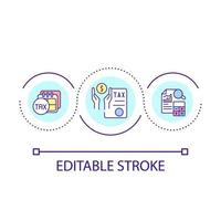 Symbol für das Konzept der Steuererklärungsschleife. Finanzinformation. Steuerrückerstattung. programmanwendung abstrakte idee dünne linie illustration. isolierte Umrisszeichnung. editierbarer Strich. vektor